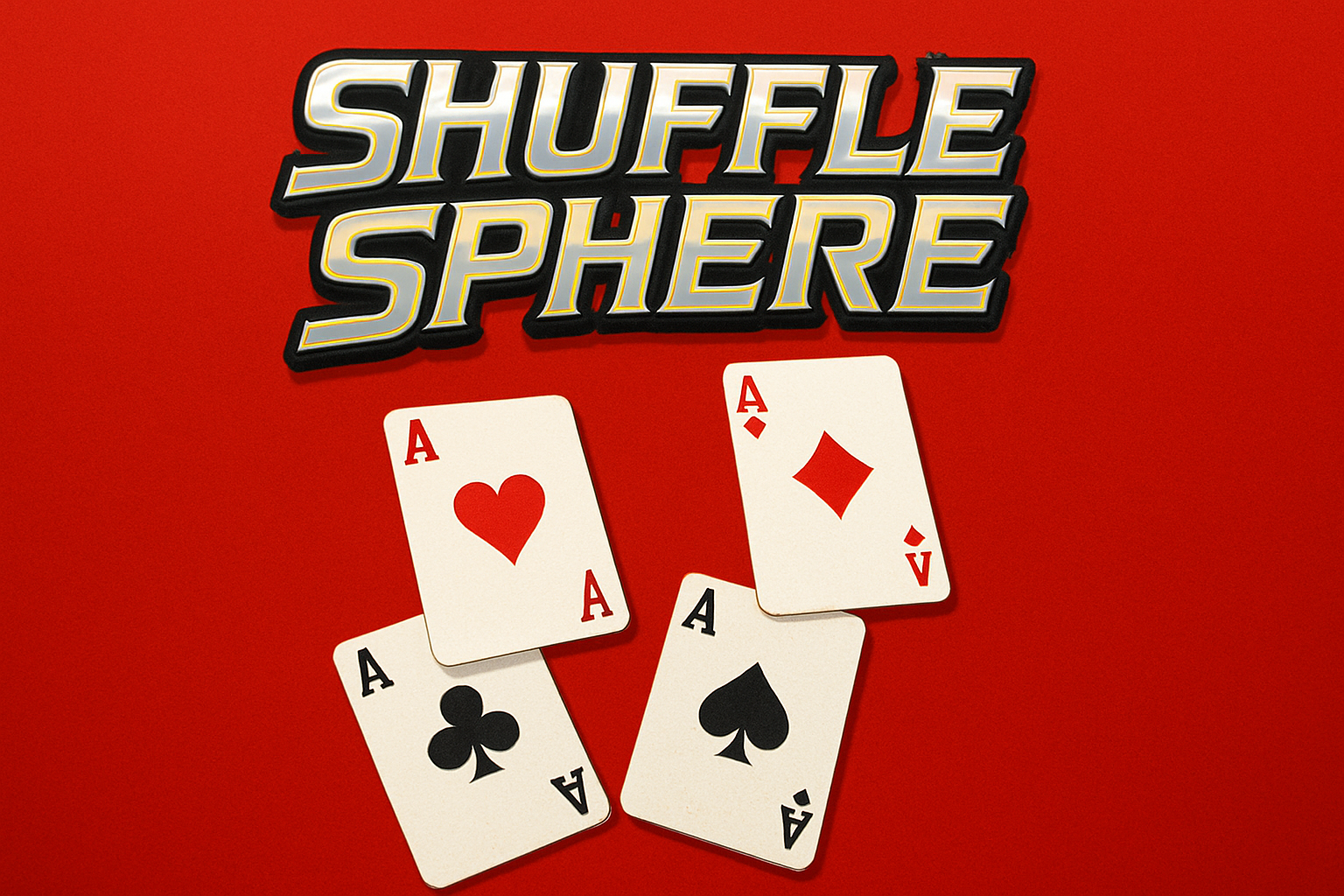 thats not right make the whole page red with 4 cards  and the name on top with a cool design that says Shuffle Sphere